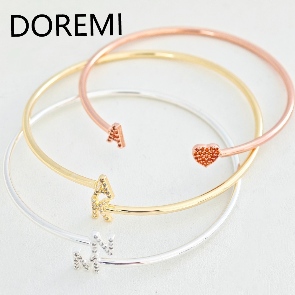 Cuff Bangle Bracelet - DOREMI Lettere personalizzate Braccialetti con lettere