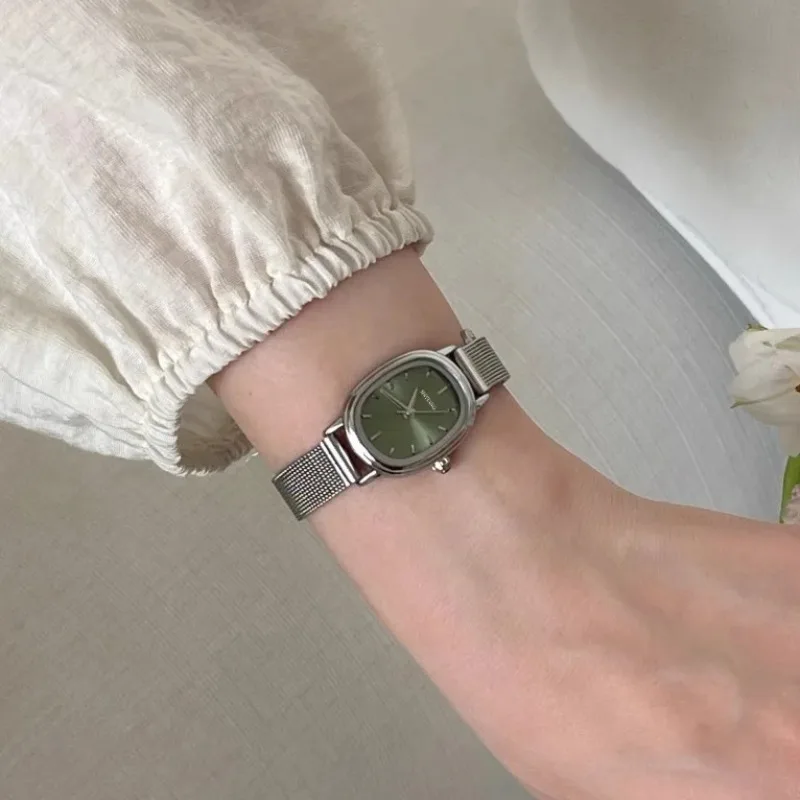 Jewelry Watches Women - Piccolo quadrante ovale verde orologio semplice