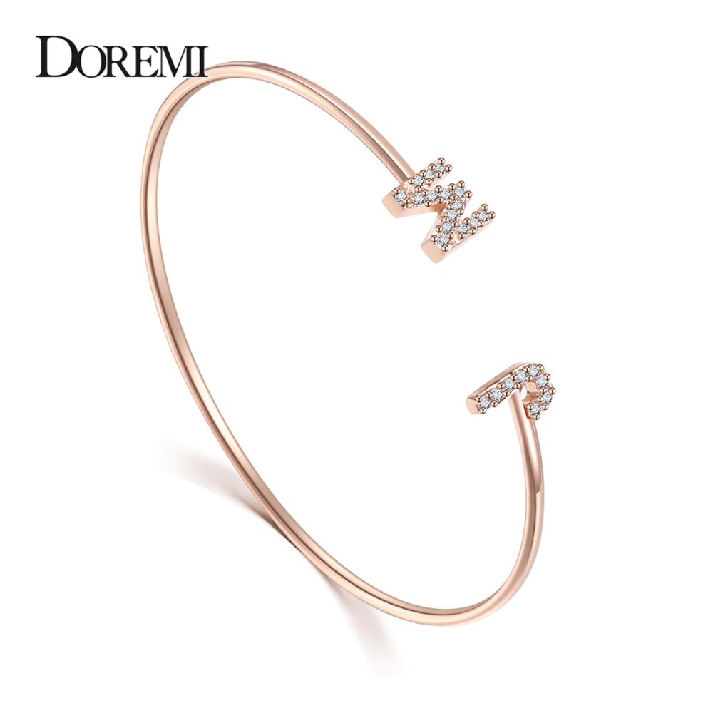 Cuff Bangle Bracelet - DOREMI Bracciale con lettera personalizzata Bracciale